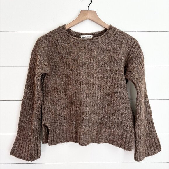 Alex Mill normandie alpaca brown sweater with flare sleeve - Picture 1 of 5